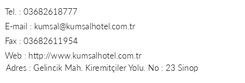 Kumsal Hotel telefon numaralar, faks, e-mail, posta adresi ve iletiim bilgileri